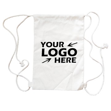 H 15.75" x W 10.5" White Canvas Drawstring Backpack